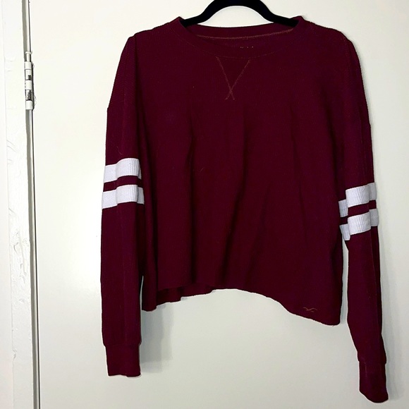 Abercrombie & Fitch Women’s Long Sleeved Henley Cropped Shirt - Picture 1 of 2
